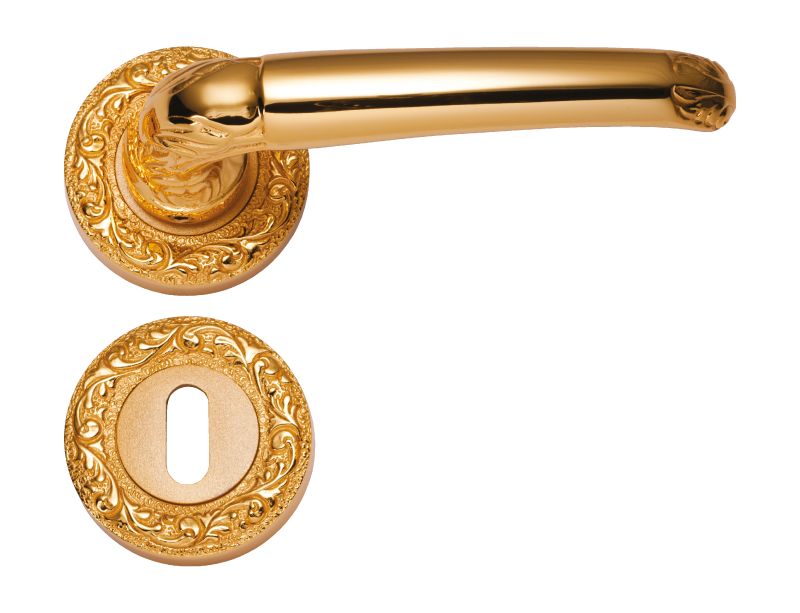 Dveřní klika Rustik rozetová s potahem 24k zlata