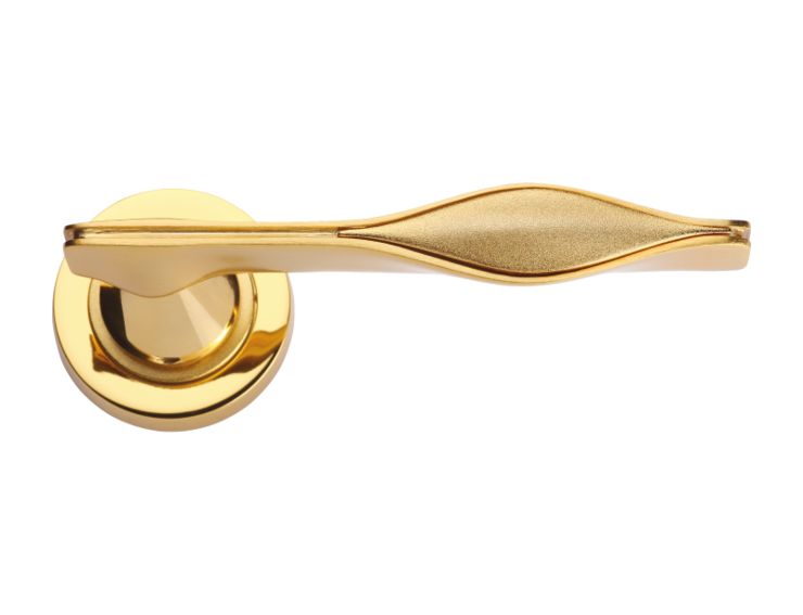 Dverová kľučka Curl rozetová  s poťahom 24k zlata