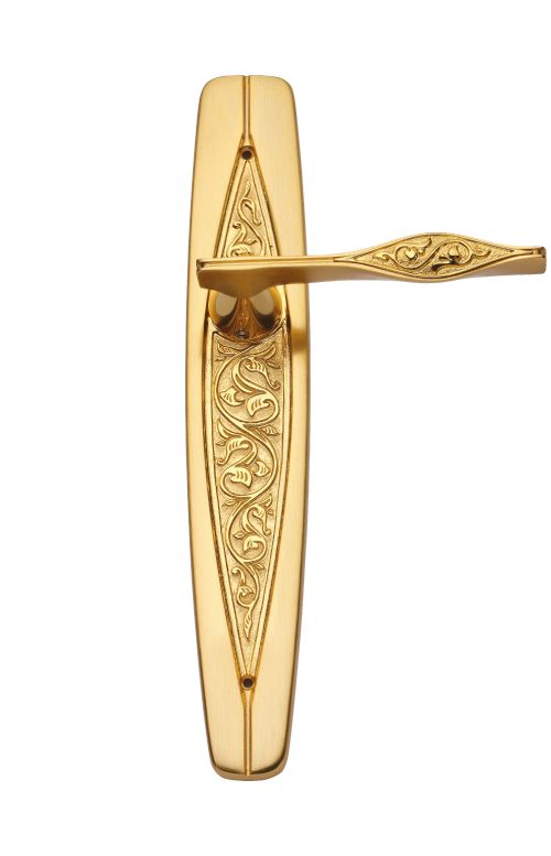 Dveřní klika Curl štítková s potahem 24k zlata