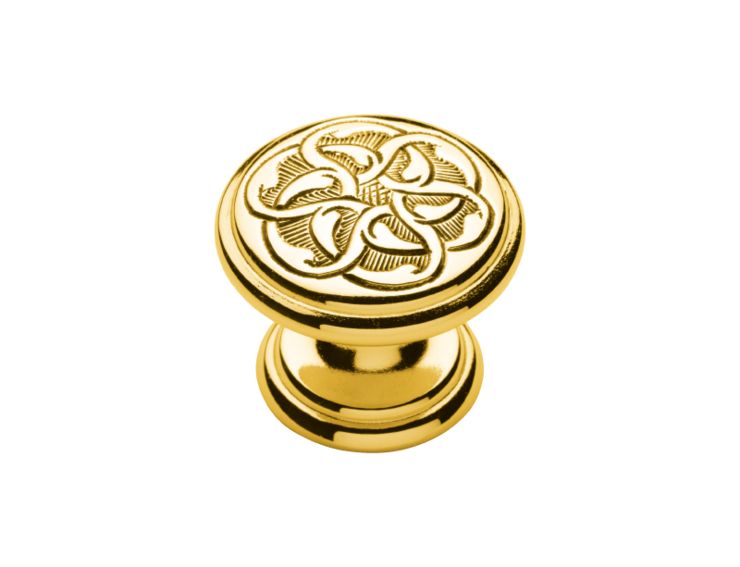 Nábytková knopka Kemer s vlysom s poťahom 24k zlata