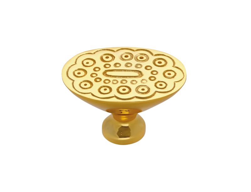 Nábytková knopka Boccolo 33x24mm s reliéfom s poťahom 24k zlata