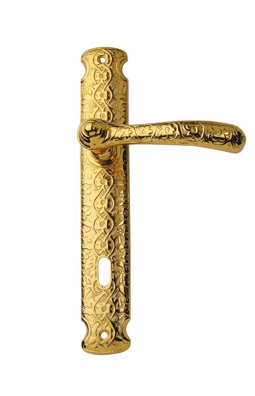 Dveřní klika Sefa štítková s potahem 24k zlata
