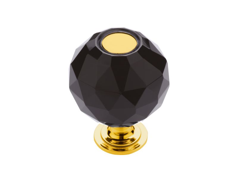 Komodová knopka Bebek s černým krystalem průměr 40mm s potahem 24k zlata