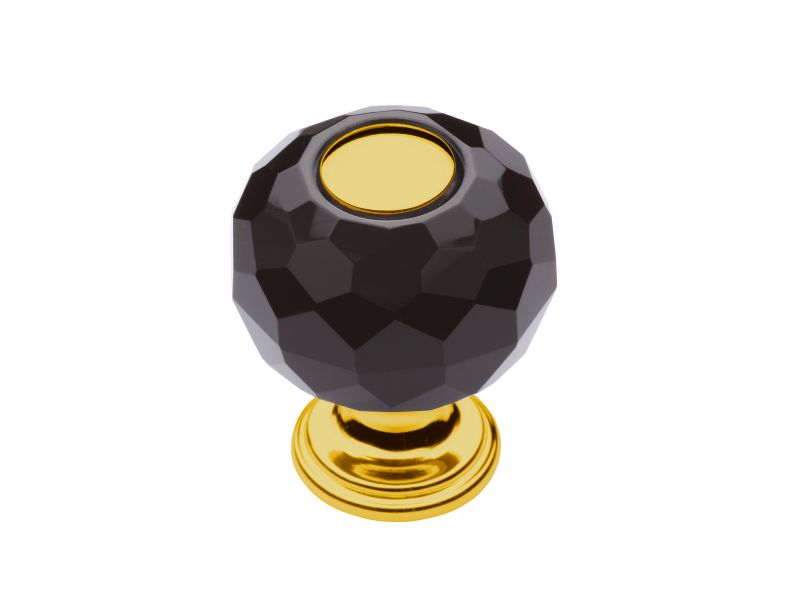 Komodová knopka Bebek s černým krystalem průměr 20mm s potahem 24k zlata