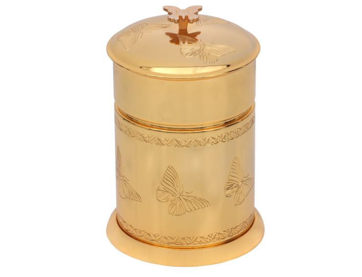 Kúpeľňový odpadkový kôš Butterfly s poťahom 24k zlata
